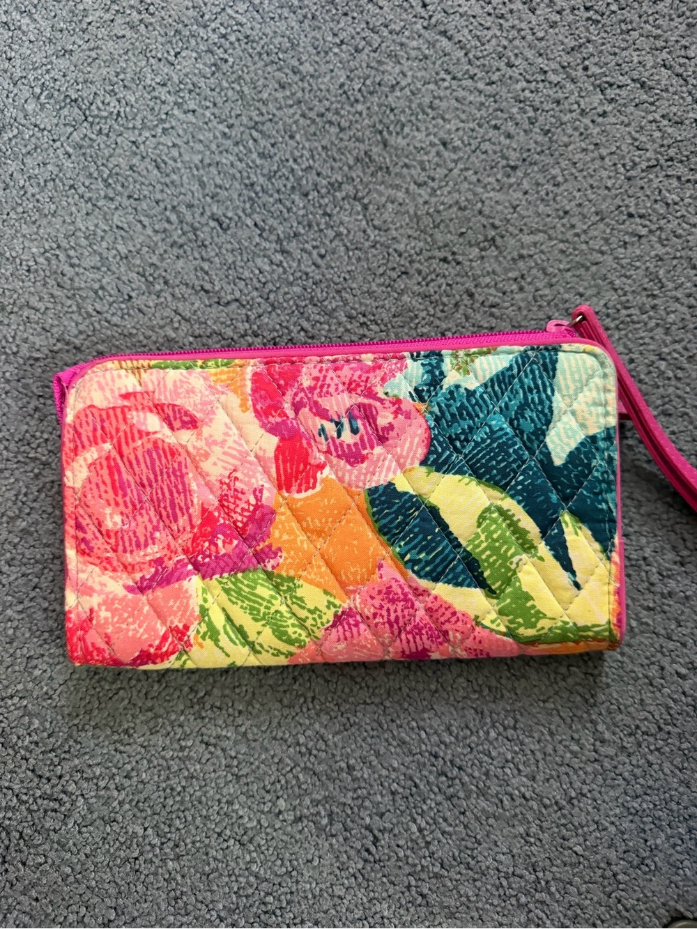 Vera Bradley Floral Quilted Zip Wristlet Wallet - Pink Multicolor